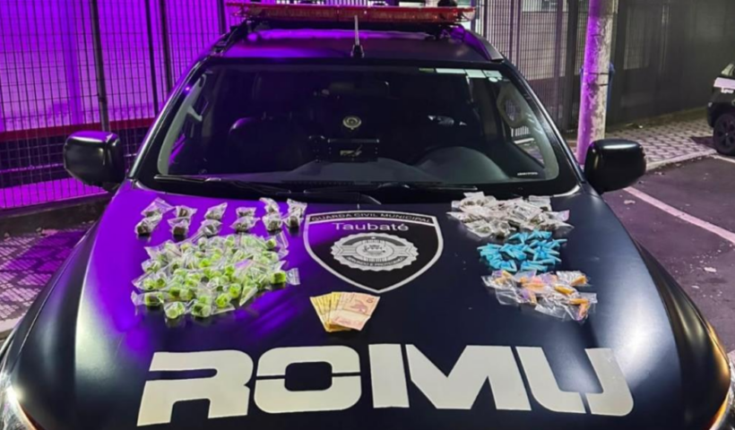 Homem é preso por tráfico de drogas em Taubaté após denúncia. GCM apreendeu porções de maconha, cocaína e a droga conhecida como "ice".