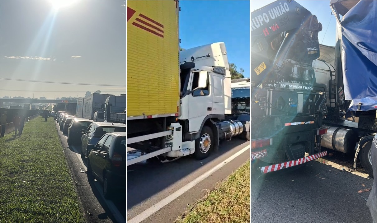 URGENTE: Engavetamento provoca interdição total da Dutra em São José dos Campos