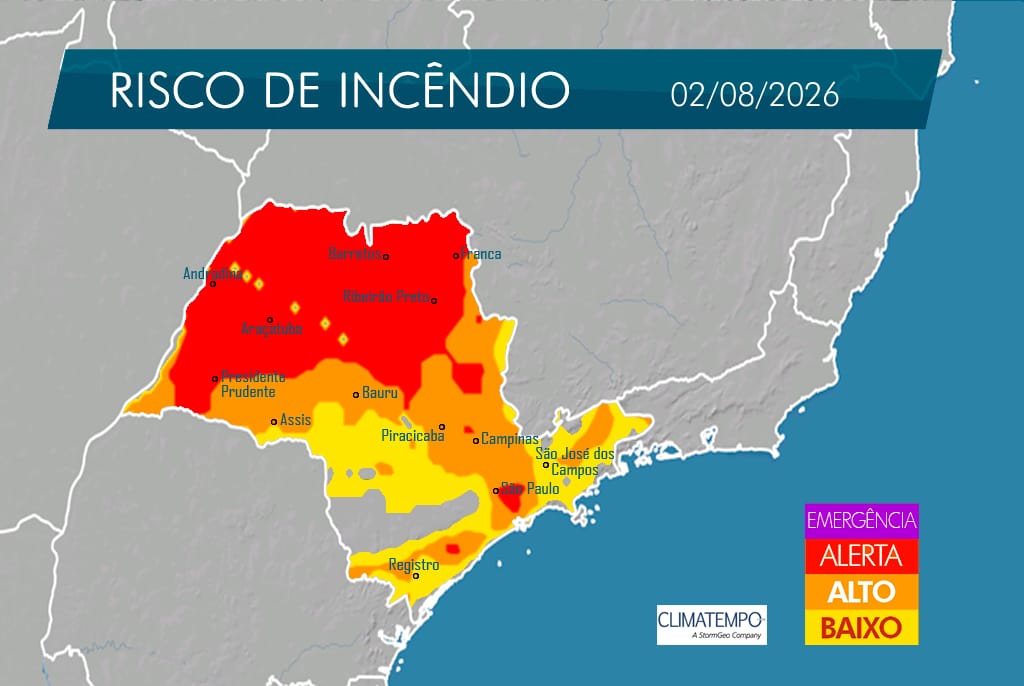 alerta para o aumento do risco de incêndios na Região Metropolitana do Vale do Paraíba (RMVale)