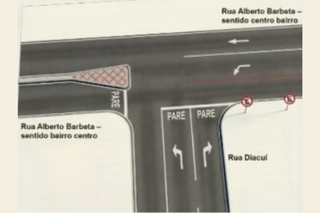 Guaratinguetá terá mudança experimental no trânsito a partir desta segunda-feira (10), no cruzamento das ruas Alberto Barbeta e Diacuí.