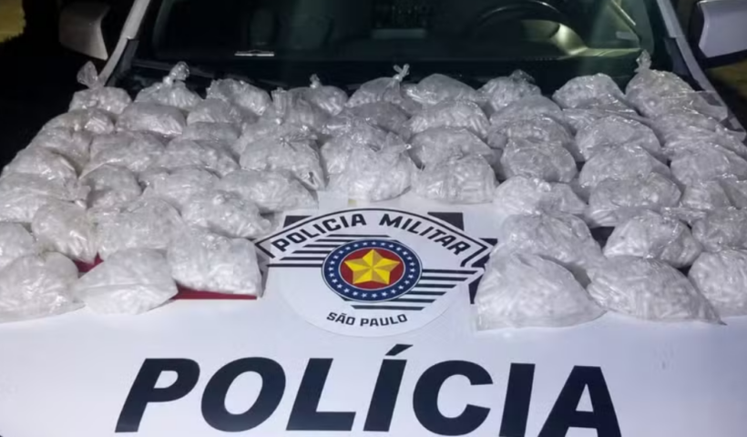 PM apreende quase 9,5 kg de cocaína, 7.410 pinos e três munições após encontrar tonel enterrado em área de mata em Aparecida.