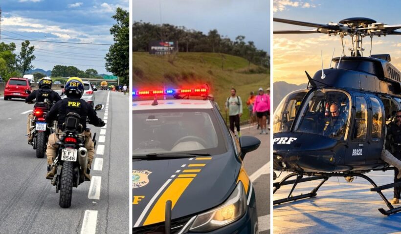 De carro, moto, drone e até helicóptero, PRF reforça segurança de romeiros na Via Dutra