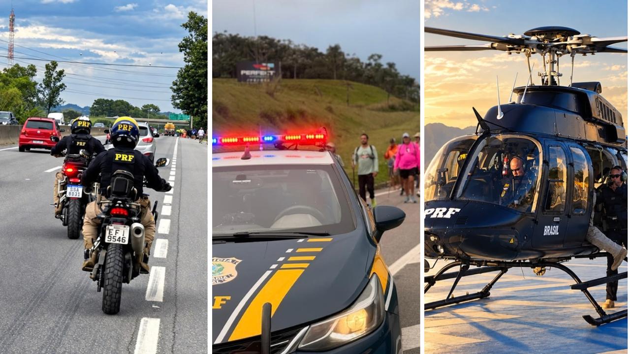 De carro, moto, drone e até helicóptero, PRF reforça segurança de romeiros na Via Dutra