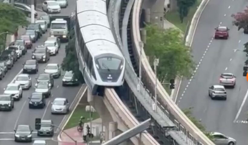 Trem do monotrilho bate em guindaste que invadiu trilhos da Linha 15-Prata em São Paulo