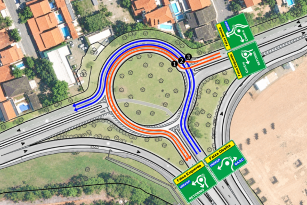 São José dos Campos muda o trânsito no Urbanova com novas sinalizações, ajustes de faixas e alterações na rotatória da Praça Fukuokka.