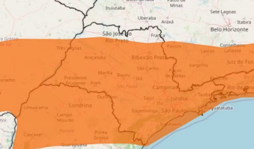 Inmet emite alerta laranja de tempestade para o Vale do Paraíba nesta quarta-feira (14), com chuva forte, ventos e risco de granizo.