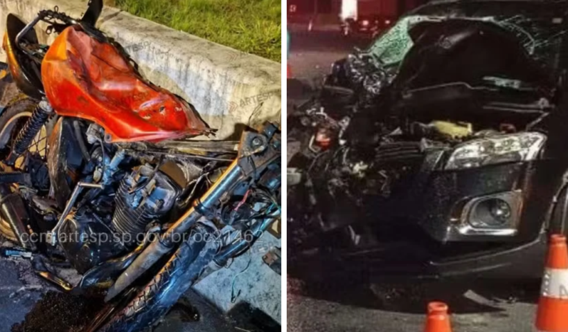 Acidente entre moto e carro na Rodovia dos Tamoios, em São Sebastião, deixa dois mortos e três feridos na noite de quarta-feira (21).