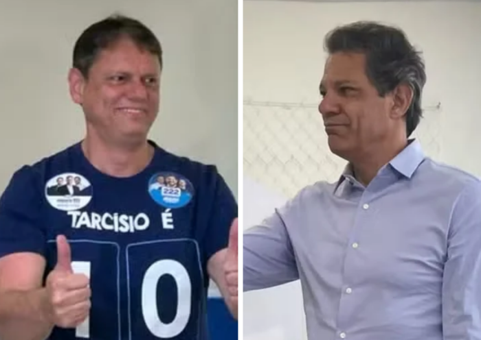 Haddad e Tarcísio de Freitas votaram em São Paulo neste domingo (4), no primeiro turno das eleições, e comentaram a reta final da campanha.
